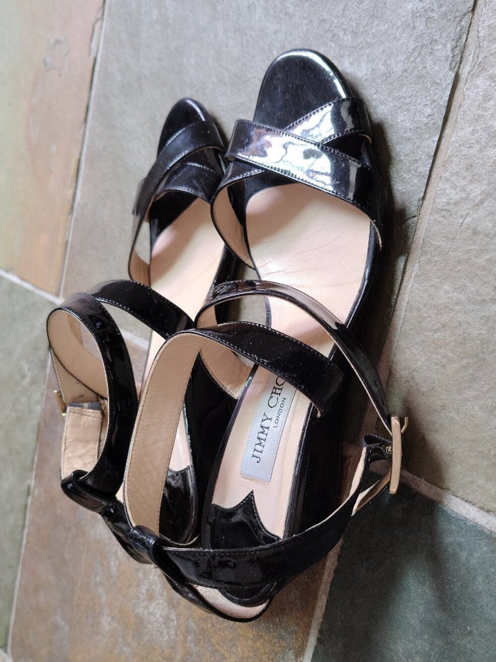 Jimmy Choo Black Patent Leather Sandal